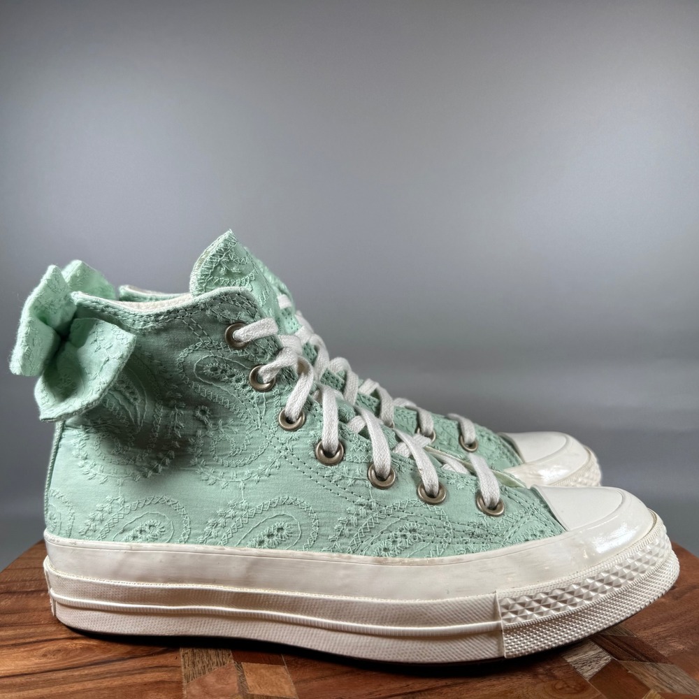 Converse Chuck 70 Hi Mint Green Paisley Eyelet Bow Sneakers A10245C Womens 7.5